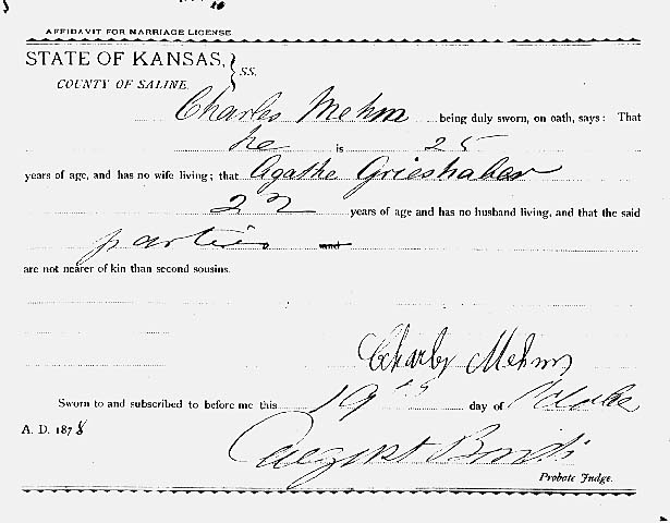 Charles and Agatha's Marriage License